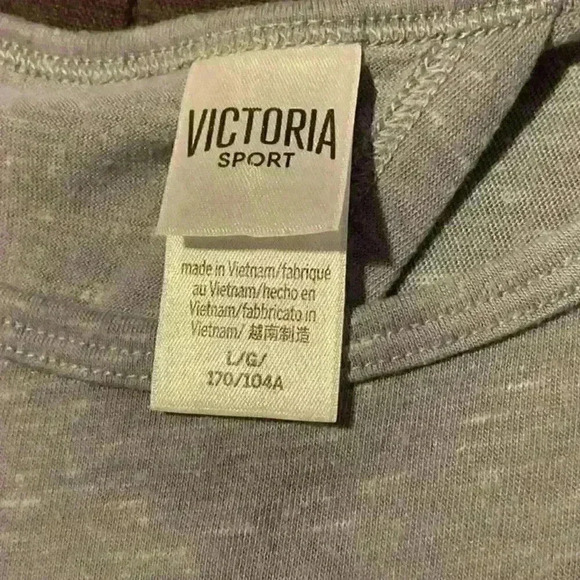 Victoria Sport Women's Top Split Back Long Sleeve Gray w/ Sleeve Logo - Picture 6 of 6